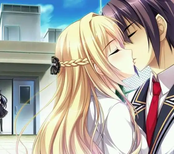 动漫情侣亲吻唯美