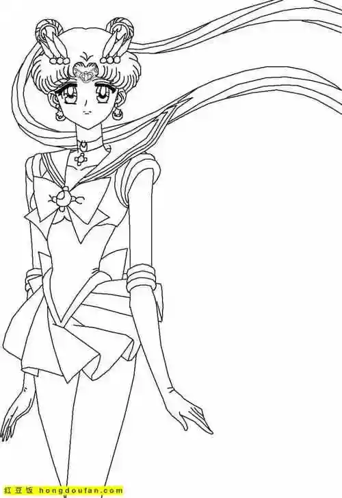 11张大眼睛迷迷糊糊的月亮公主美少女战士涂色图片 | 红豆饭小学生简