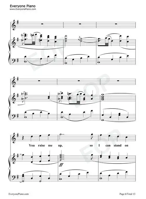 you raise me up-secret garden-神秘园五线谱预览6