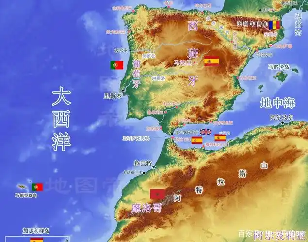 伊比利亚半岛地形图