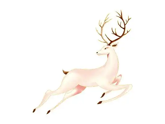 彩色手绘卡通国潮仙鹿春分春天春季元素png素材