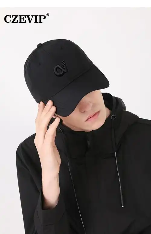 帽子男夏季加宽帽檐棒球帽男士速干保暖长鸭舌遮阳帽cv黑底白标l正常