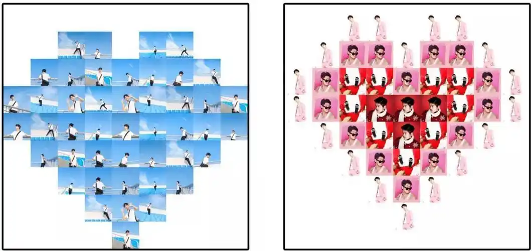 美图秀秀解锁晒照新姿势 九格爱心拼图花式表白