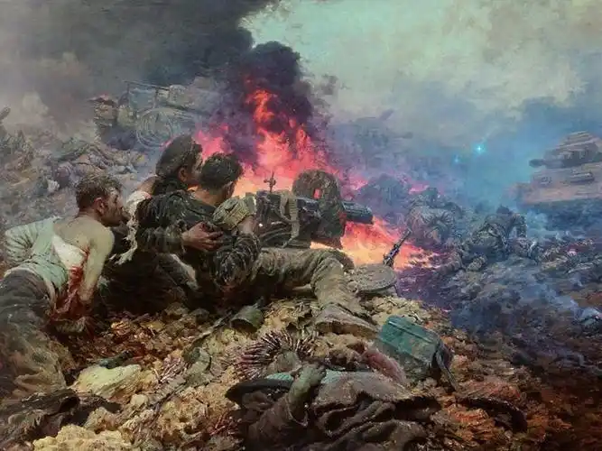 有受伤的战友,仇恨与鼓励让一梭子子弹射向了敌人悲壮的莫斯科保卫战