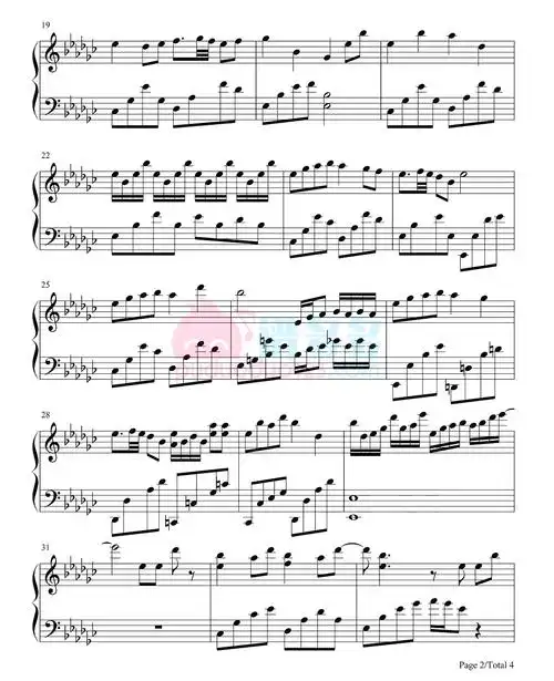 抖音红马钢琴五线谱