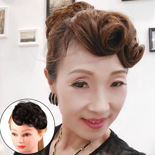 复古刘海假发片女波浪卷刘海舞台表演艺术照古装假发假头帘假刘海