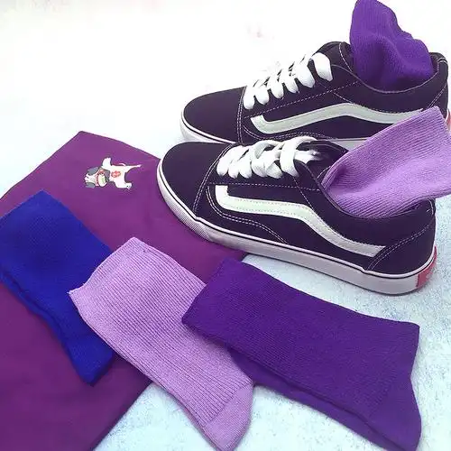 袜子女长筒袜中筒ins潮堆堆袜纯色网红棉袜秋冬紫色长袜泫雅风