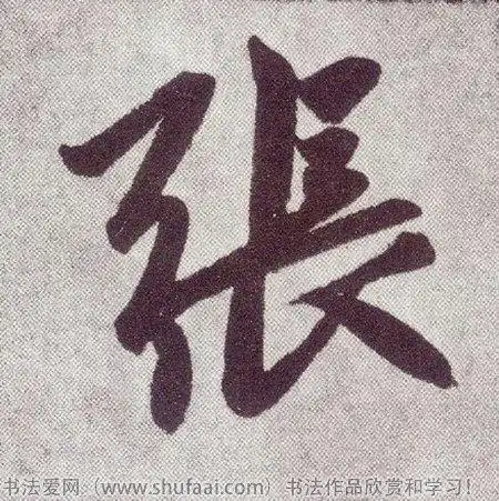 字:张  字体:楷书 字迹:墨迹 书家法:张即之  作品:双松图歌卷张字:张