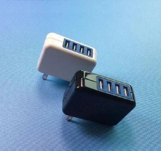 4usb电源适配器31a手机充电器四口蓝边充电器厂家logo定制