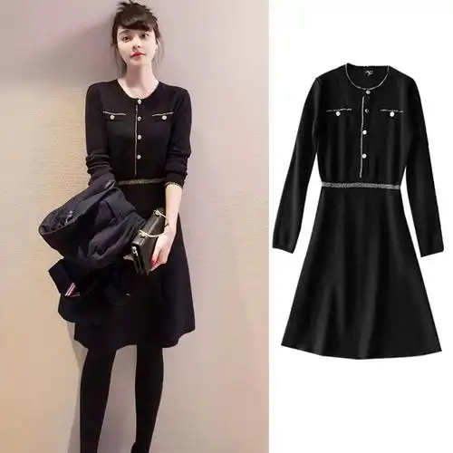 欧洲站女装春装2021年新款法式轻奢名媛连衣裙轻熟连衣裙