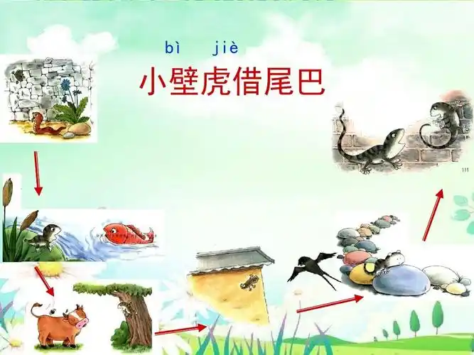 部编本人教版课件一年级语文下册部编教材一下21《小壁虎借尾巴》课件