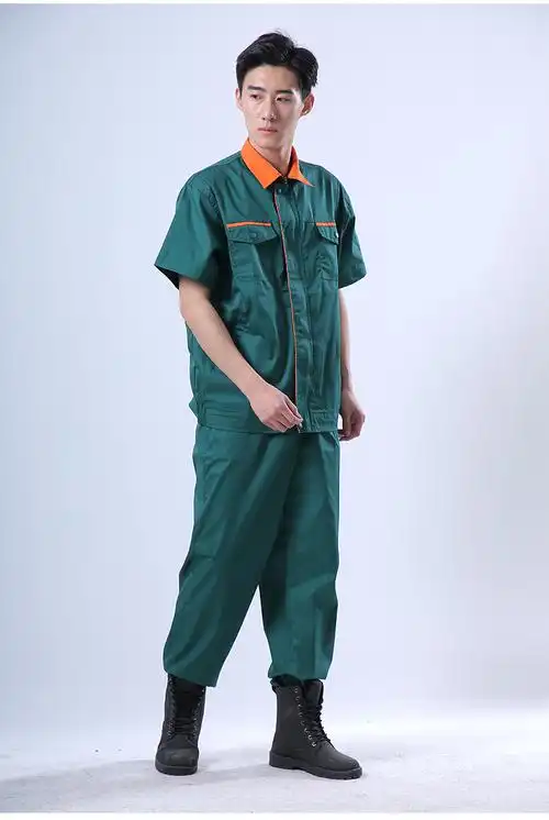 园林绿化清洁工作服夏季短袖工作服套装男劳保服物业工服薄款 绿色