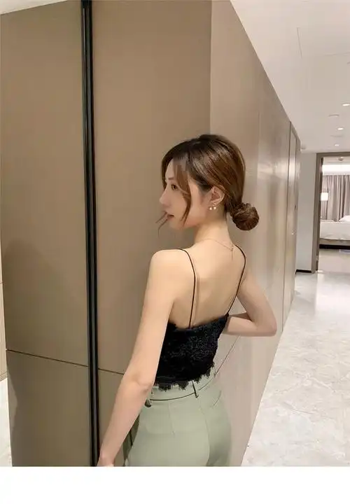 6度重工露背性感蕾丝吊带背心2021年春夏新款小心机外穿抹胸上衣