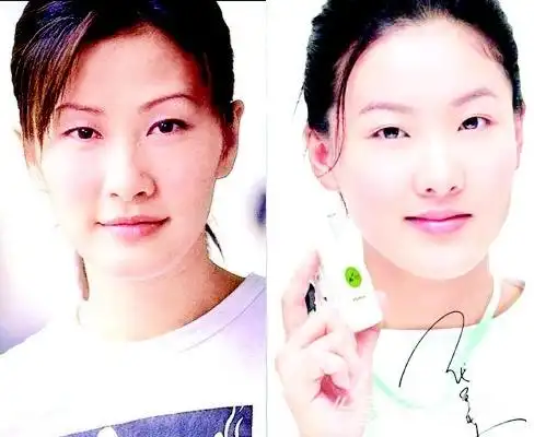 陈慧珊vs伏明霞 陈慧珊与伏明霞同是细眉细眼,瘦长脸庞,想必她们与