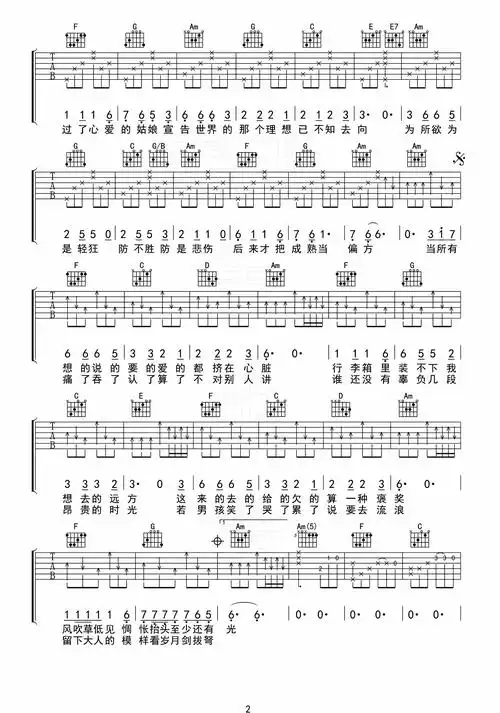 牧马城市吉他谱毛不易