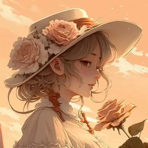 小众文艺玫瑰花少女动漫头像图片