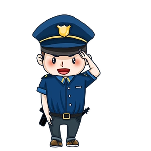q版可爱敬礼的警察卡通设计