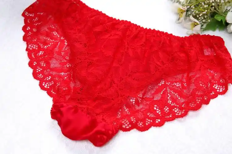 新款女士桑蚕丝三角裤 性感蕾丝花边低腰真丝内裤