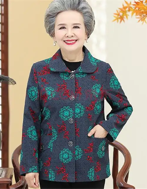 女装 富贵鸟(fuguiniao) 富贵鸟2021奶奶外套加绒60岁70中老年人女