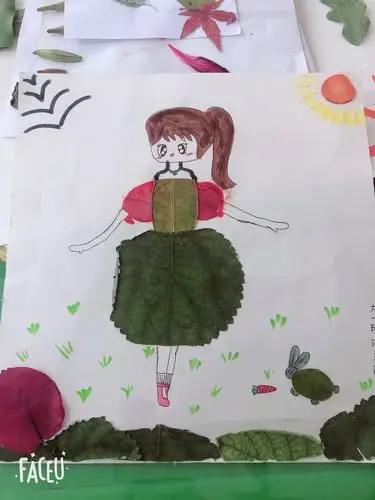 仁爱完小附设幼儿园创意树叶绘画