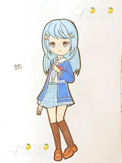 小蓝妹雪莉原皮手绘