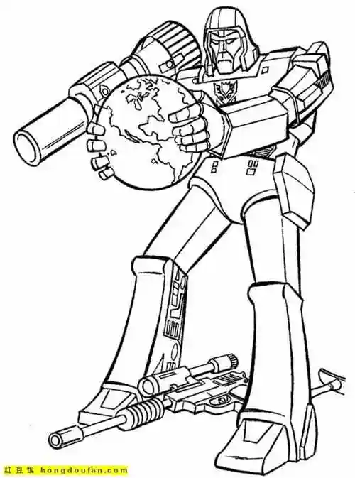 9张可爱汽车人变形金刚机器人卡通涂色图片-红豆饭小学生简笔画大全