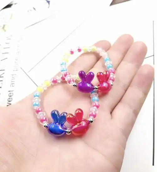 韩国儿童手链手工diy树脂手链进口珠子女童手链可爱兔子手镯