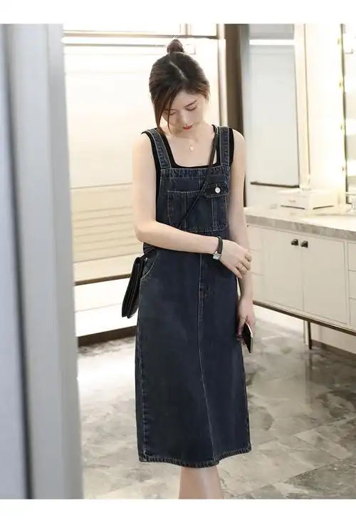 2021新款 牛仔背带裙女夏韩版小个子洋气减龄复古牛仔裙中长款