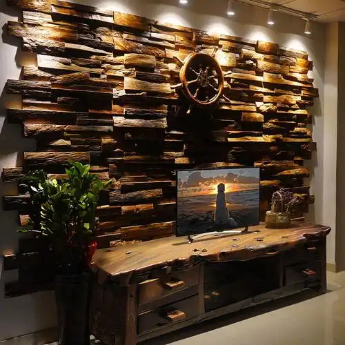 0成交0件木质实木马赛克电视背景墙原红木老船木客厅餐厅阳台墙面木