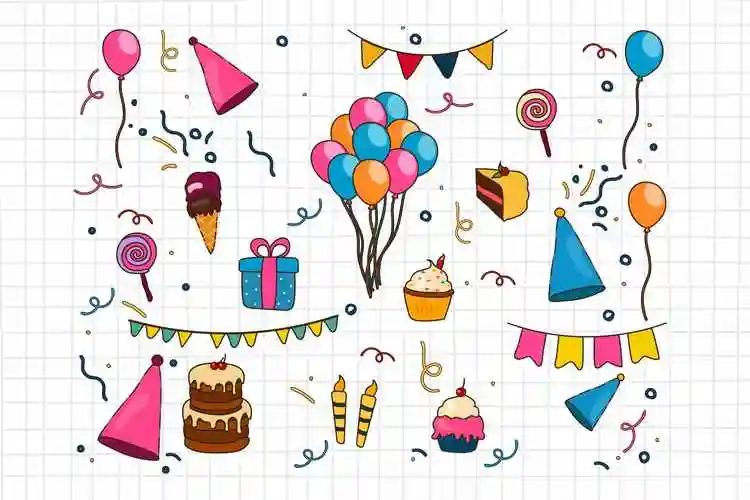 生日快乐涂鸦元素剪贴画素材