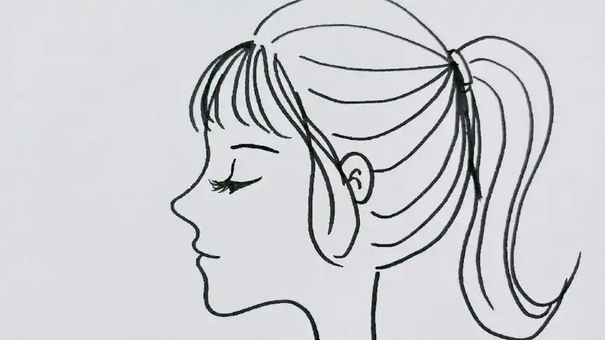 简单的女孩侧脸画法