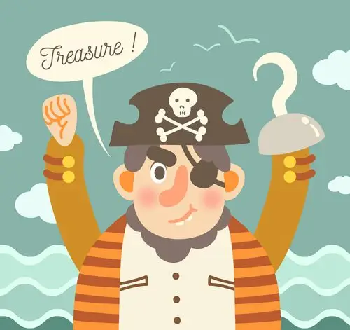 卡通独臂海盗船长矢量素材