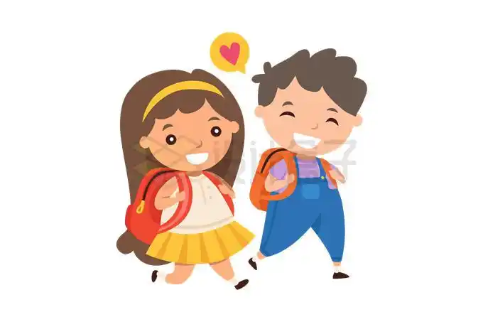 背着书包上学去的卡通小朋友2683807矢量图片免抠素材 人物素材-第1张