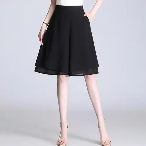 雪纺薄款裙裤裤裙七分显瘦印花高腰2021裤女休闲裤