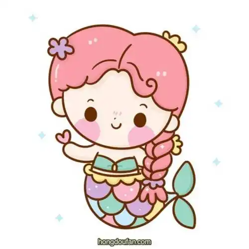 12个可爱漂亮的美人鱼卡通简笔画