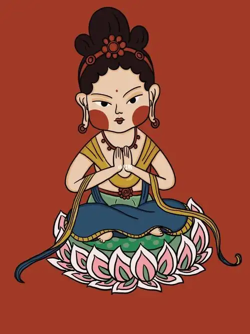 原创插画|卡通敦煌小菩萨 寻梦敦煌