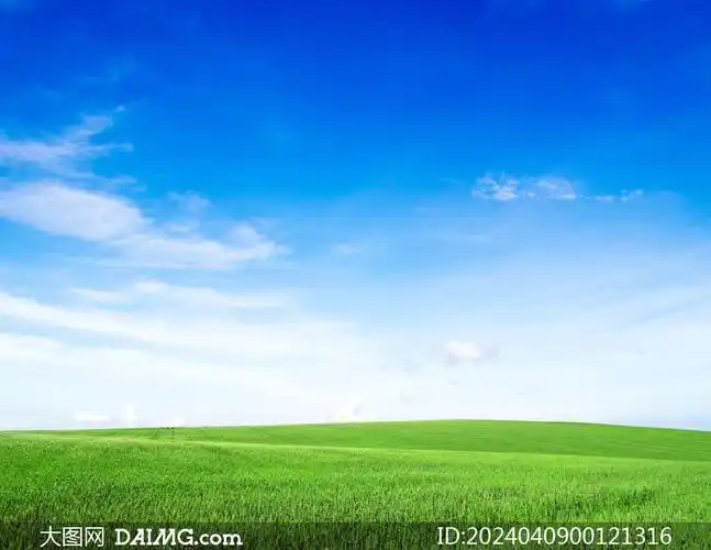 蓝天白云下的草地高清图片素材