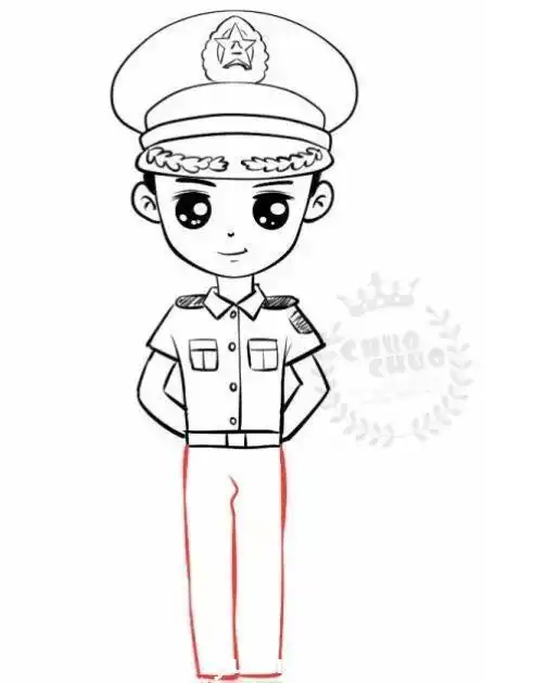 军人全身简笔画卡通人物