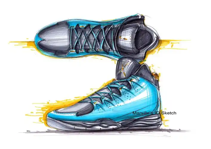 工业产品设计手绘之篮球鞋步鄹图～～马赛(mars)作品
