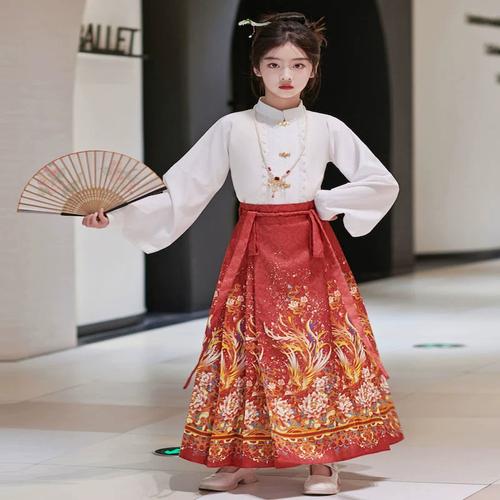女童马面裙新款中式春夏款儿童汉服古装小女孩古风套装中国风唐装