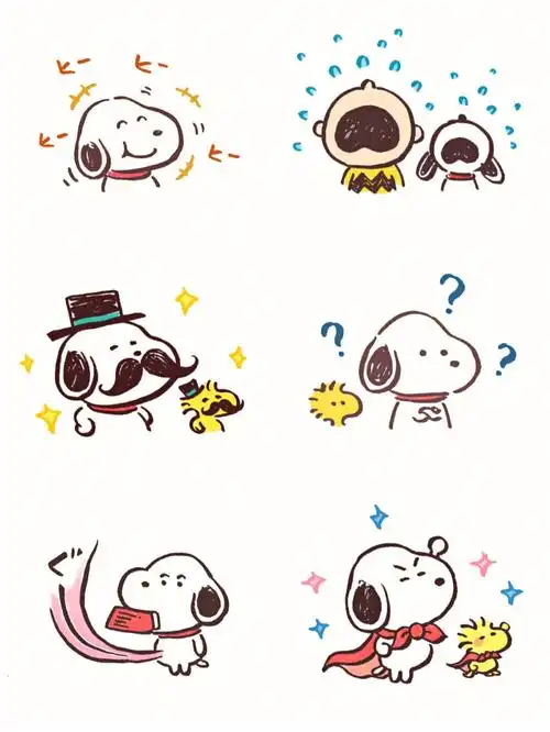 史努比简笔画教程可爱手绘头像背景