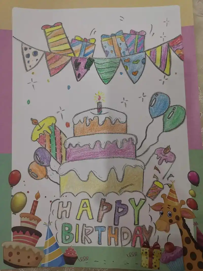 崽崽学校的第一次亲子作业生日手抄报当然要拍照记录一下