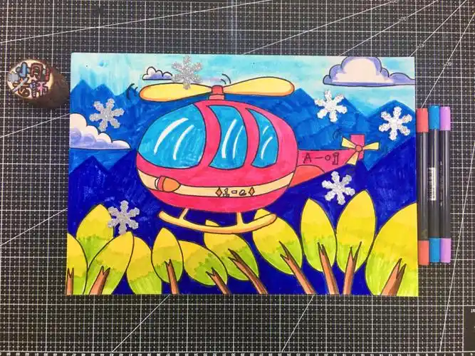 儿童画直升机