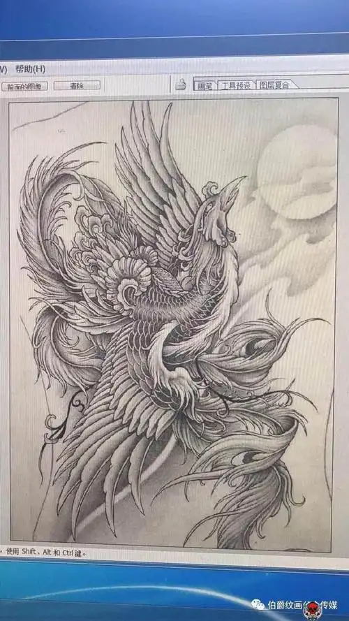 成都千灵刺青凤凰纹身手稿
