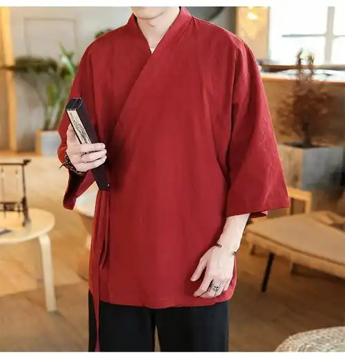 居士服拜佛打坐服禅修服男士古装道袍中国风汉服男夏季复古唐朝古风七