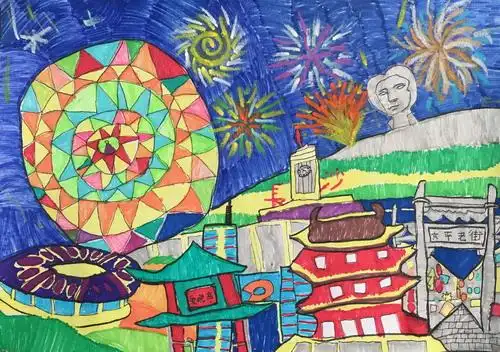 少儿书画作品-我的家乡—长沙/儿童书画作品我的家乡—长沙欣赏_中国