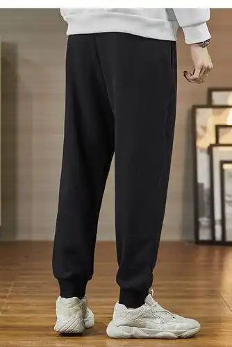 抖音网红恒源祥同款秋冬休闲裤男运动显瘦束脚加绒灰色卫裤哈伦长裤潮