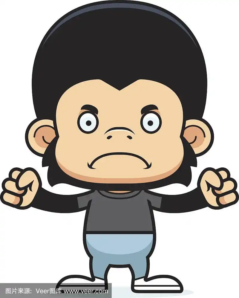 黑猩猩属,不高兴的,卡通,生气,图像