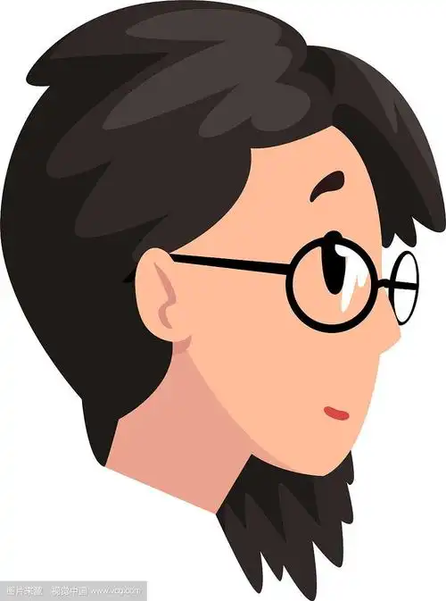 头黑发女孩戴眼镜的轮廓