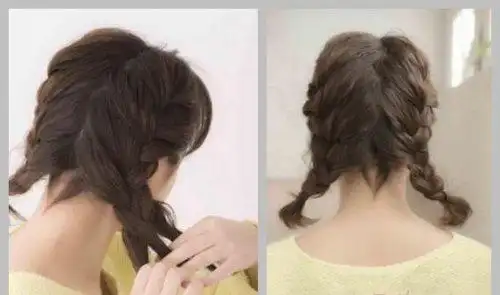 俏皮短发麻花辫的编法图解(2)